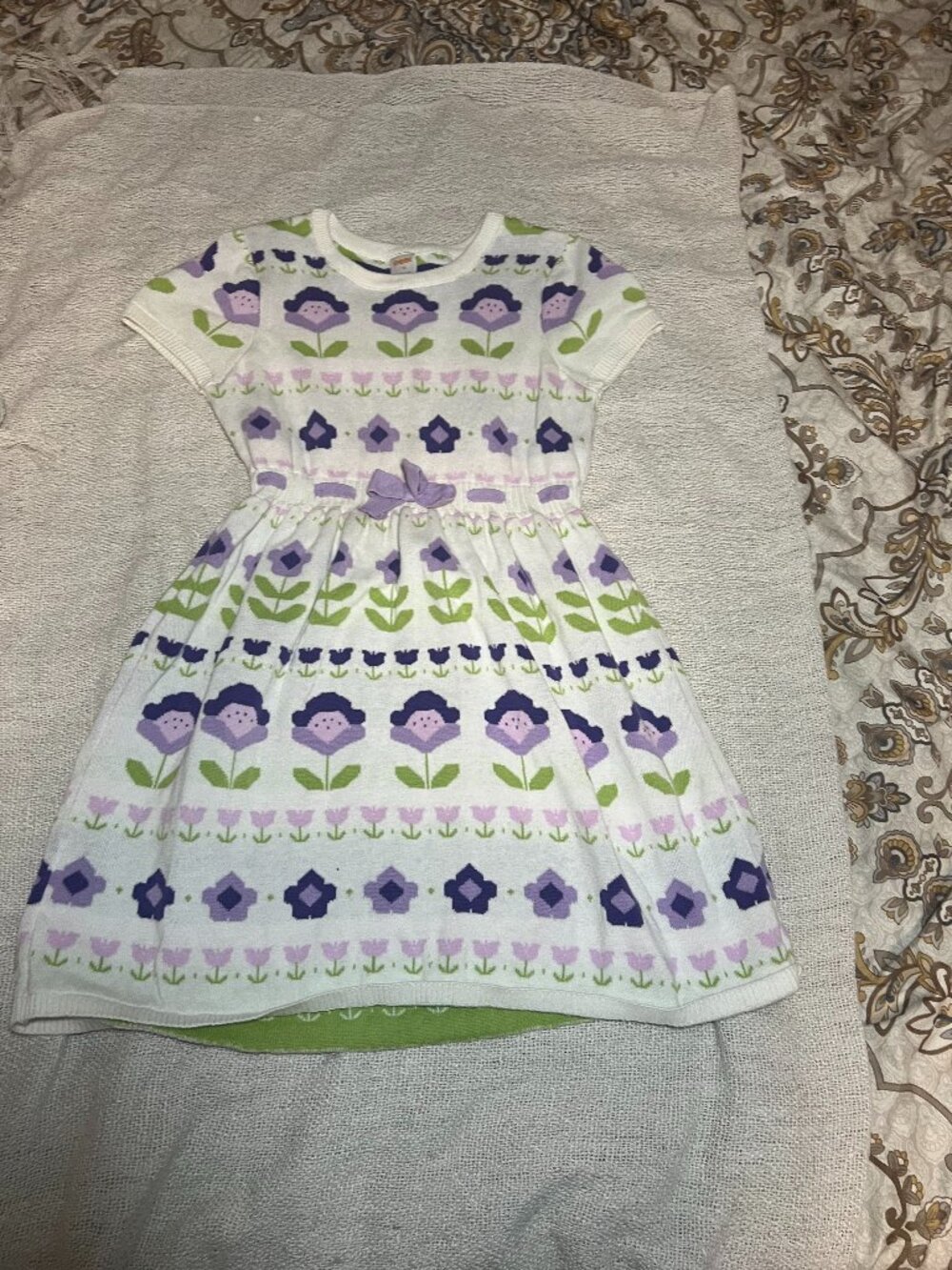 Gymboree Girls Intarsia Floral Fair Isle Sweater Dress, Size 12